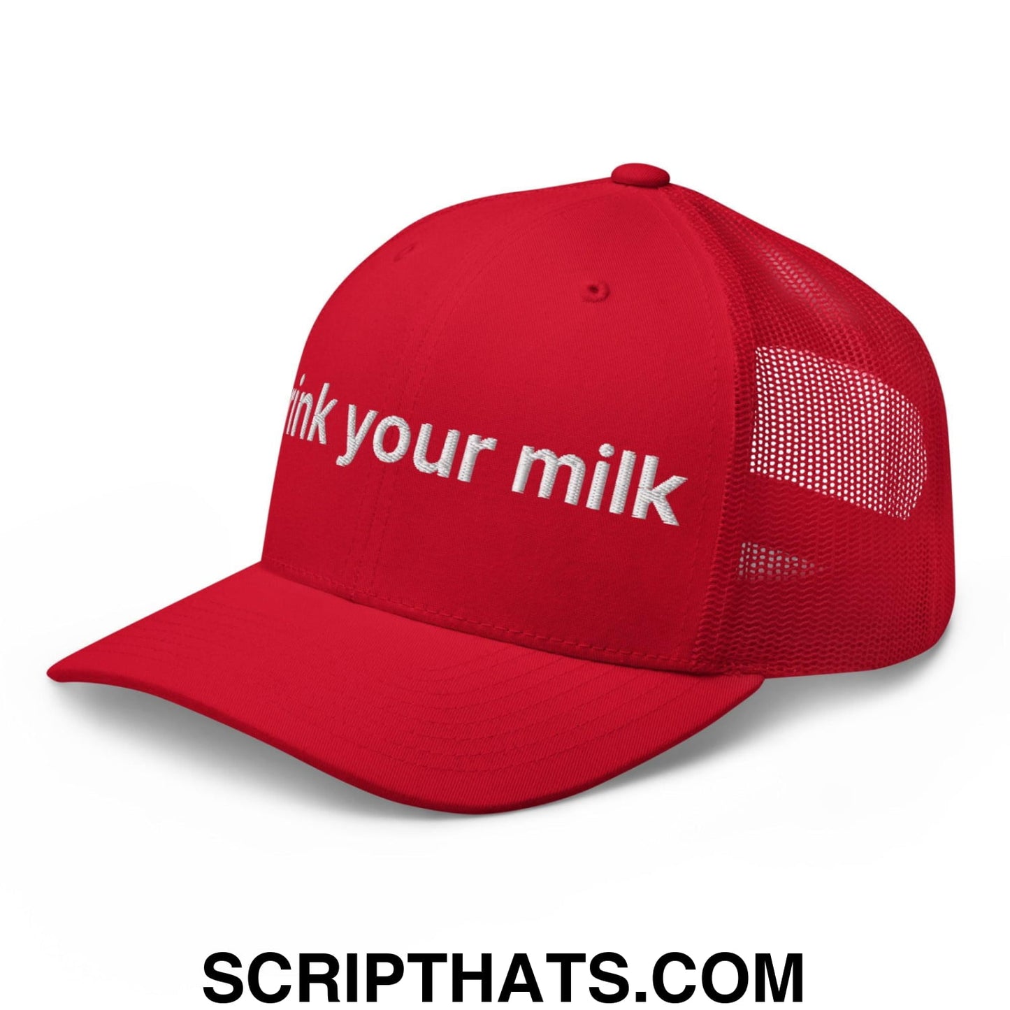 Drink Your Milk Retro Trucker Hat Red