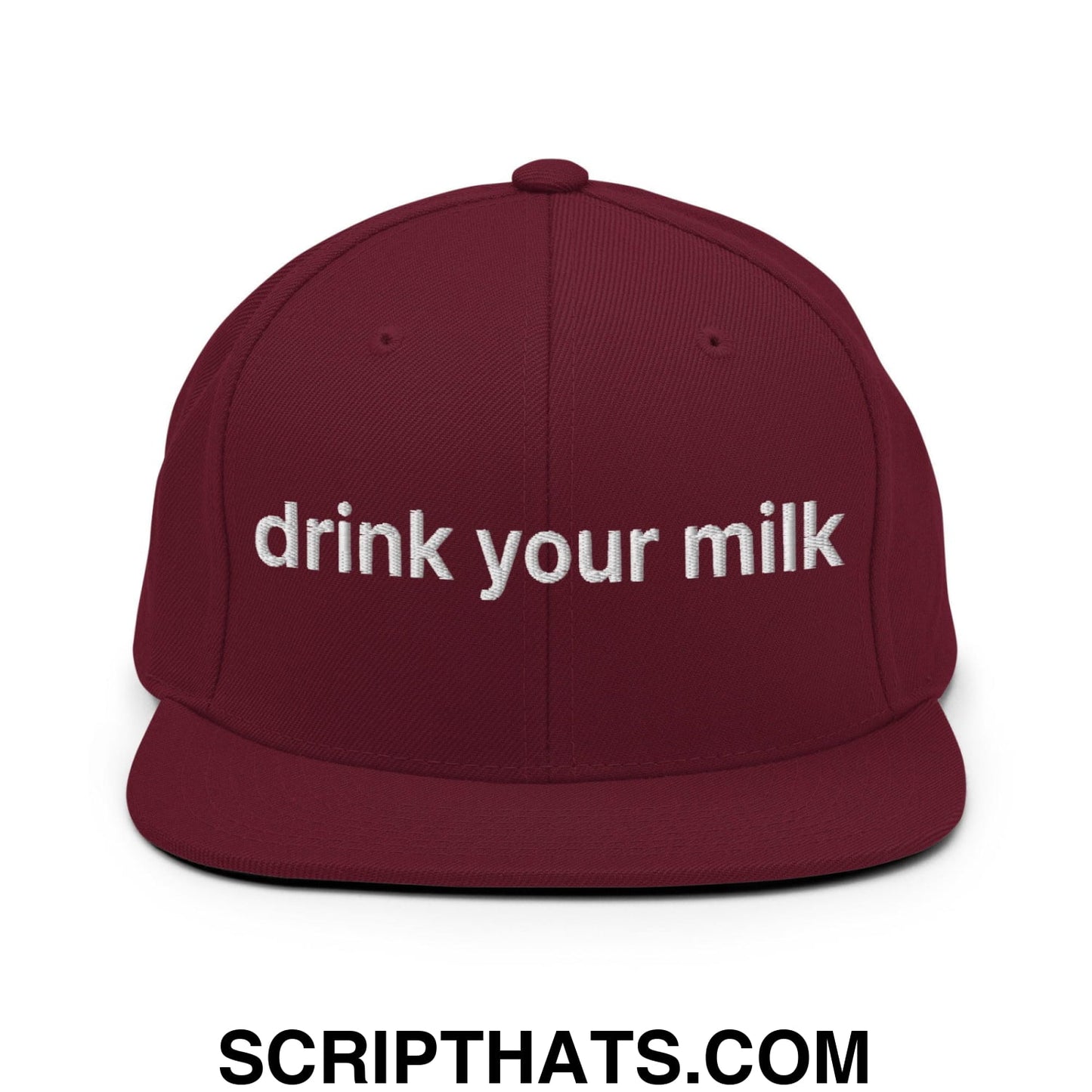 Drink Your Milk Snapback Hat Maroon