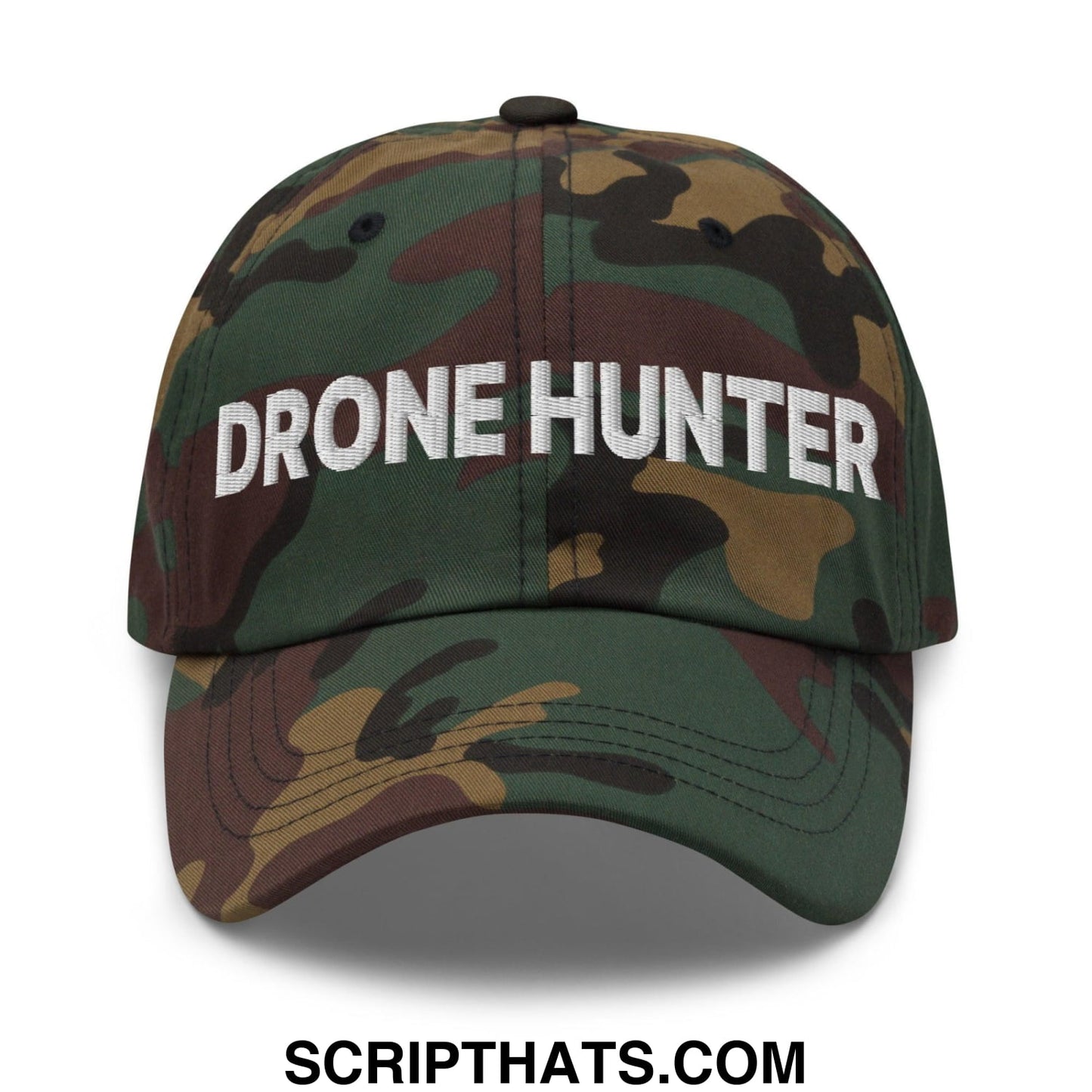 Drone Hunter Embroidered Dad Hat Green Camo
