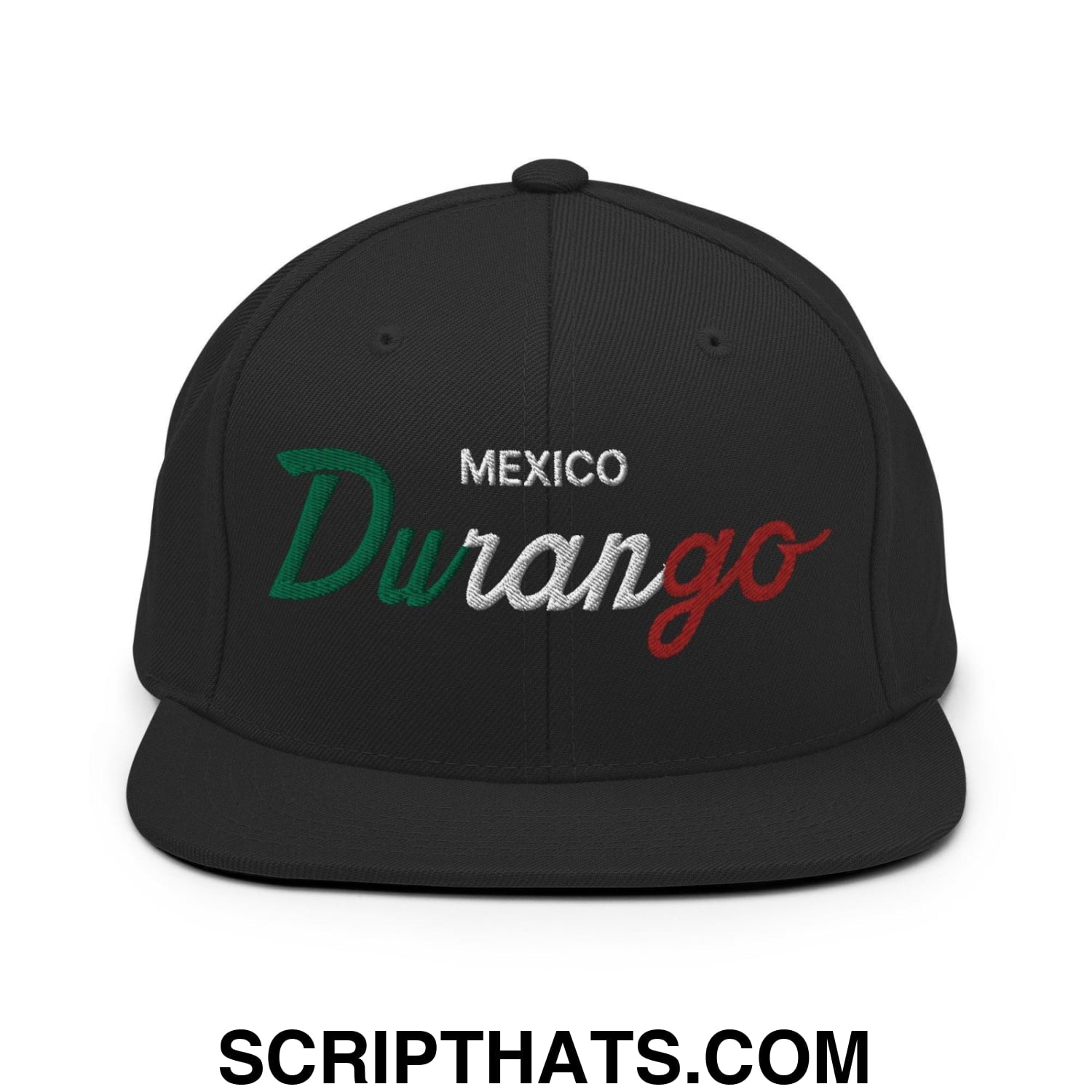 Durango Mexico Vintage Sports Script Snapback Hat Black