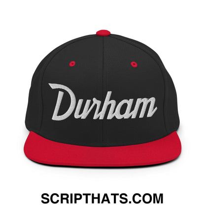 Durham Script Snapback Hat Black Red
