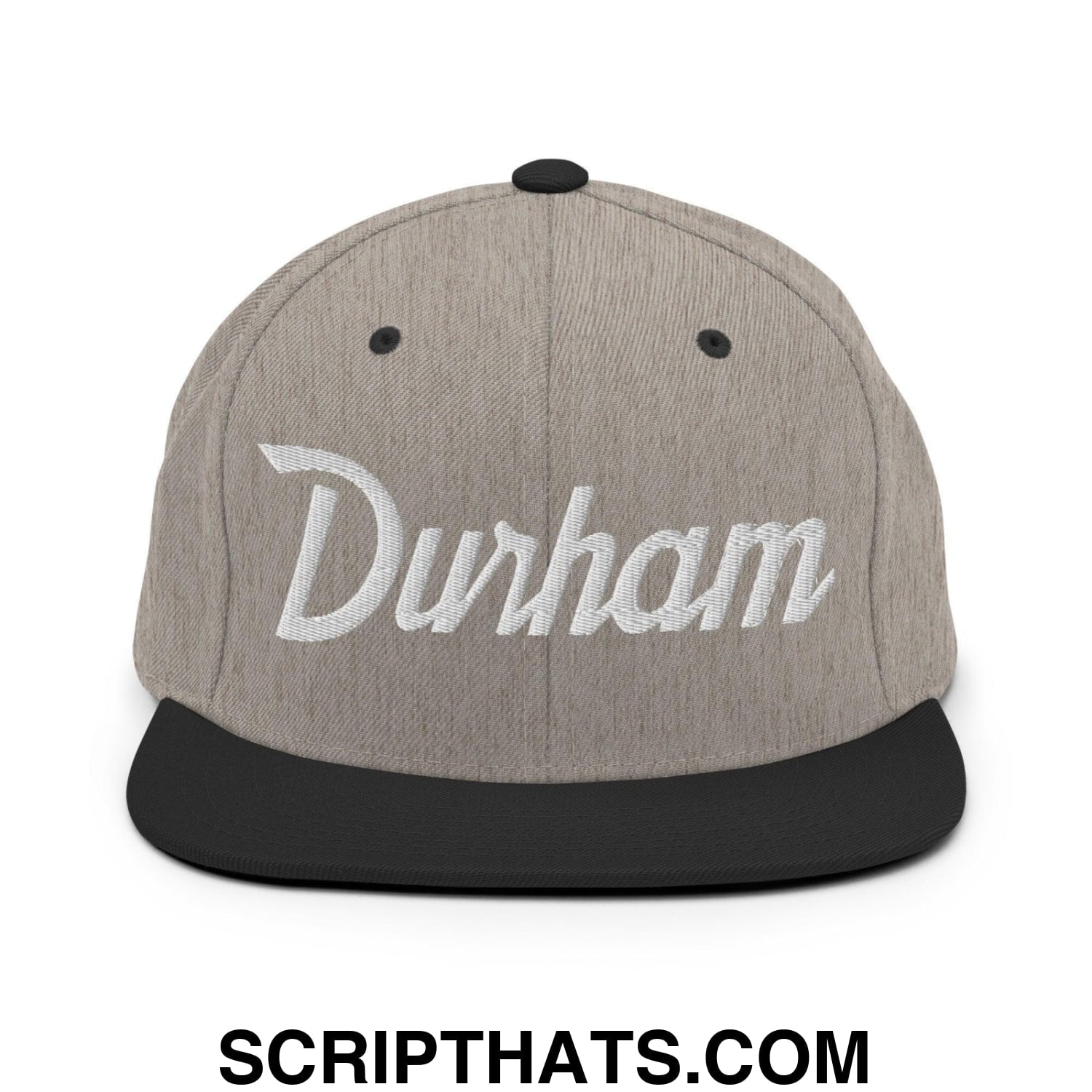 Durham Script Snapback Hat Heather Black