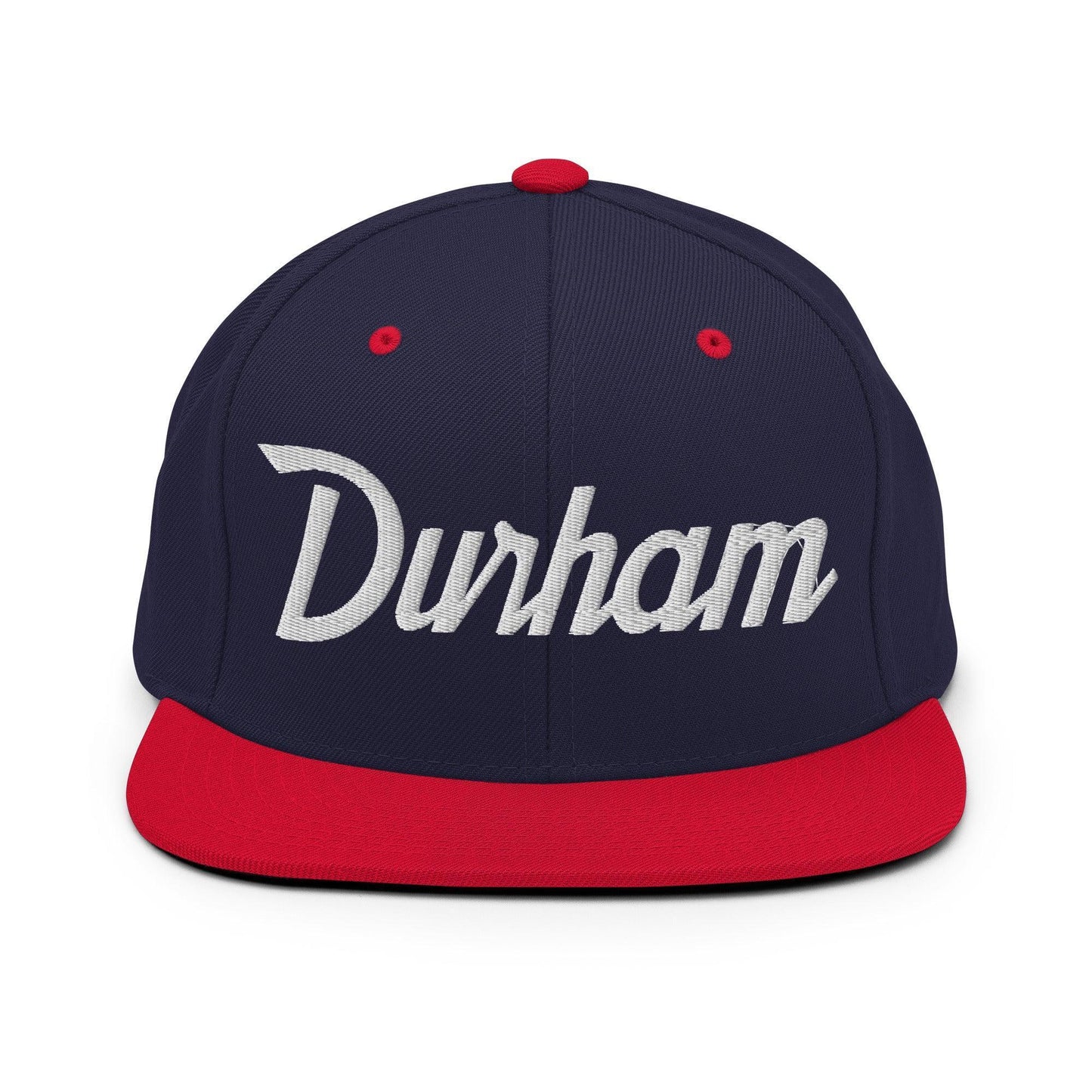 Durham Script Snapback Hat Navy/ Red