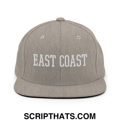 East Coast Embroidered Flat Bill Brim Snapback Hat Heather Grey