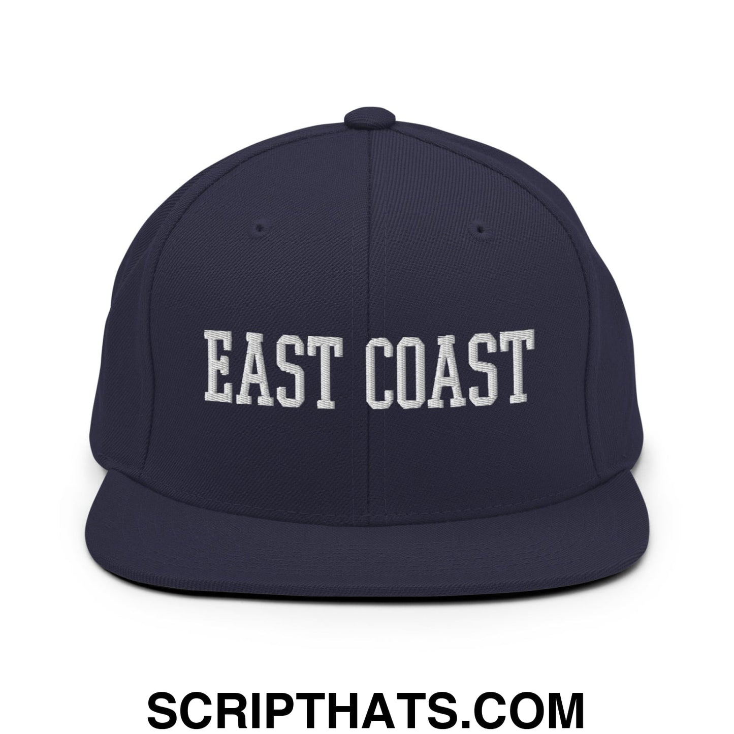 East Coast Embroidered Flat Bill Brim Snapback Hat Navy