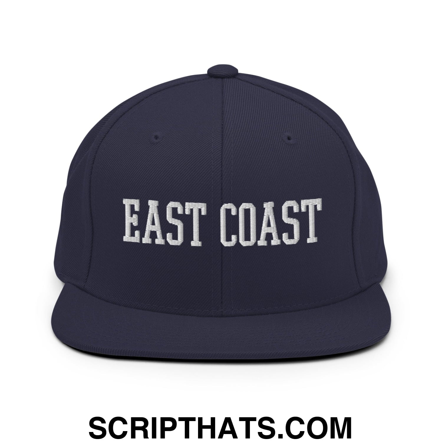East Coast Embroidered Flat Bill Brim Snapback Hat Navy