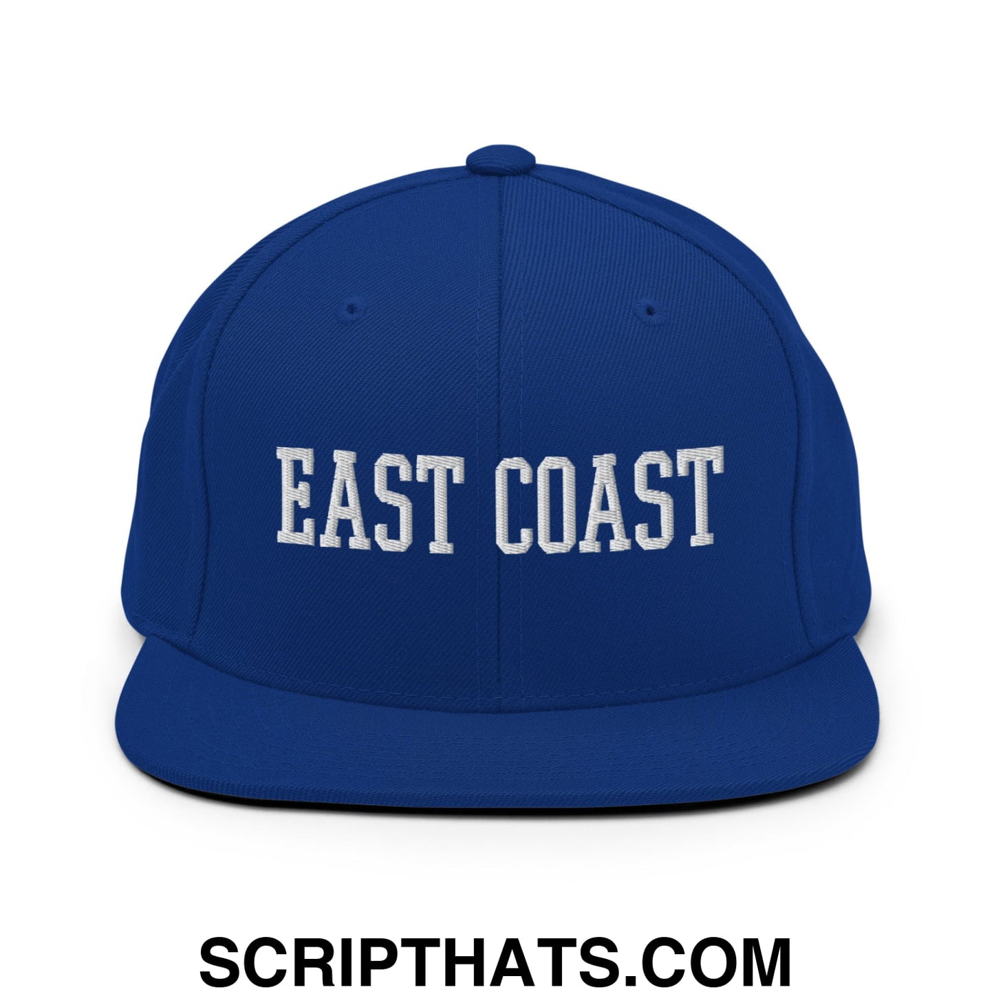 East Coast Embroidered Flat Bill Brim Snapback Hat Royal Blue