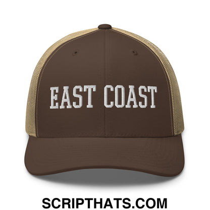 East Coast Embroidered Mesh Trucker Hat Brown Khaki