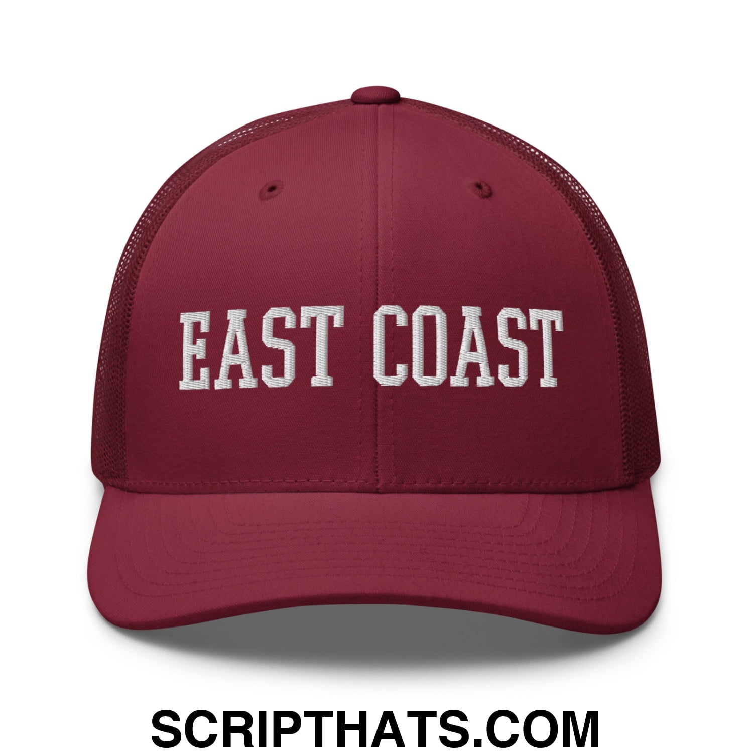 East Coast Embroidered Mesh Trucker Hat Cranberry