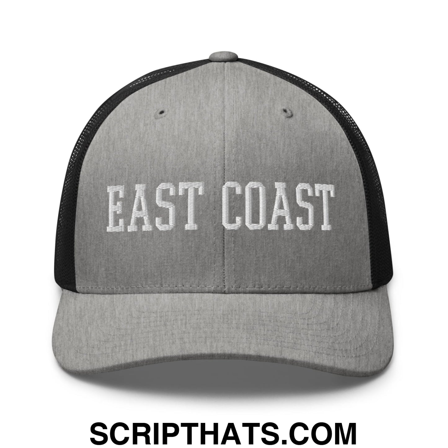 East Coast Embroidered Mesh Trucker Hat Heather Black