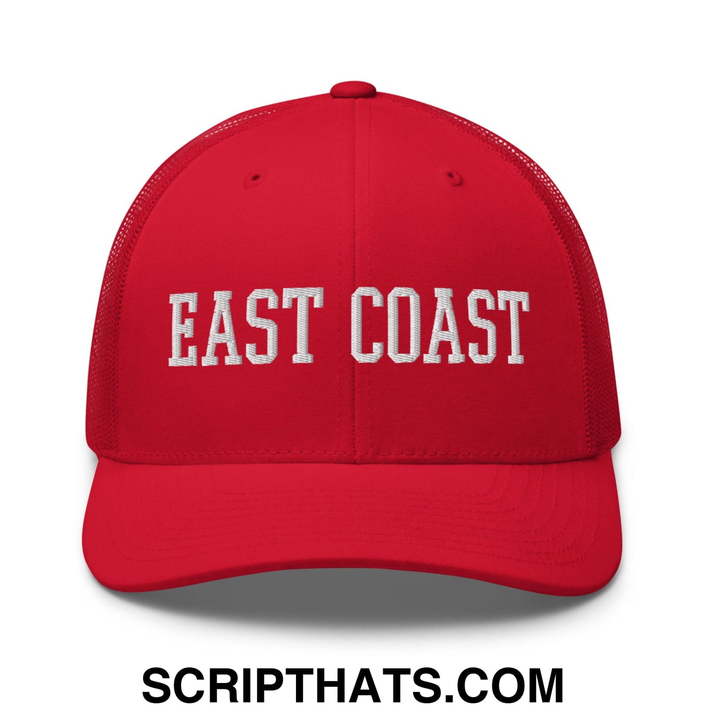 East Coast Embroidered Mesh Trucker Hat Red