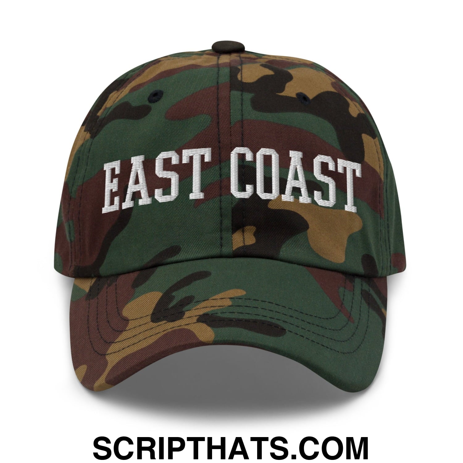 East Coast Embroidered Unstructured Dad Hat Green Camo
