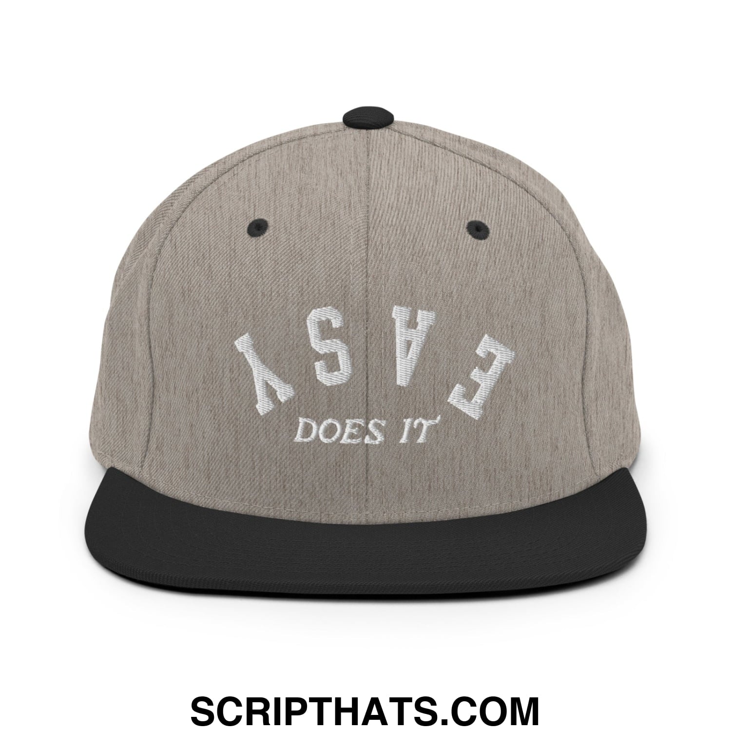 Easy Does It Embroidered Flat Bill Brim Snapback Hat Heather Black