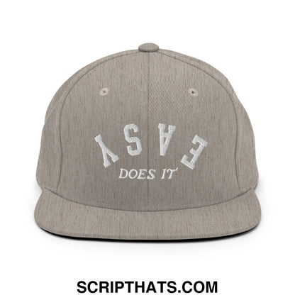 Easy Does It Embroidered Flat Bill Brim Snapback Hat Heather Grey