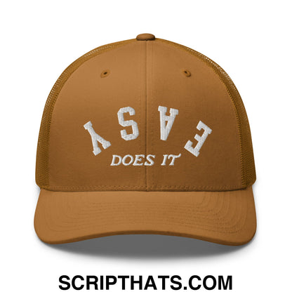 Easy Does It Embroidered Mesh Trucker Hat Caramel