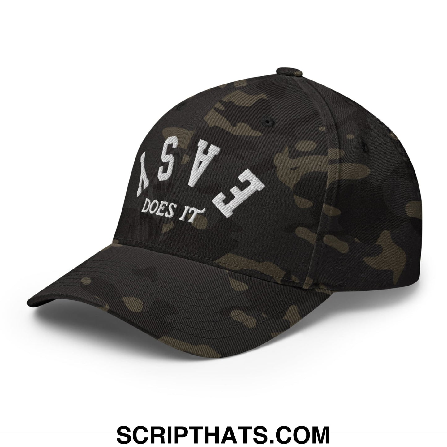Easy Does It Embroidered Stretch Fit Golf Hat Multicam Black