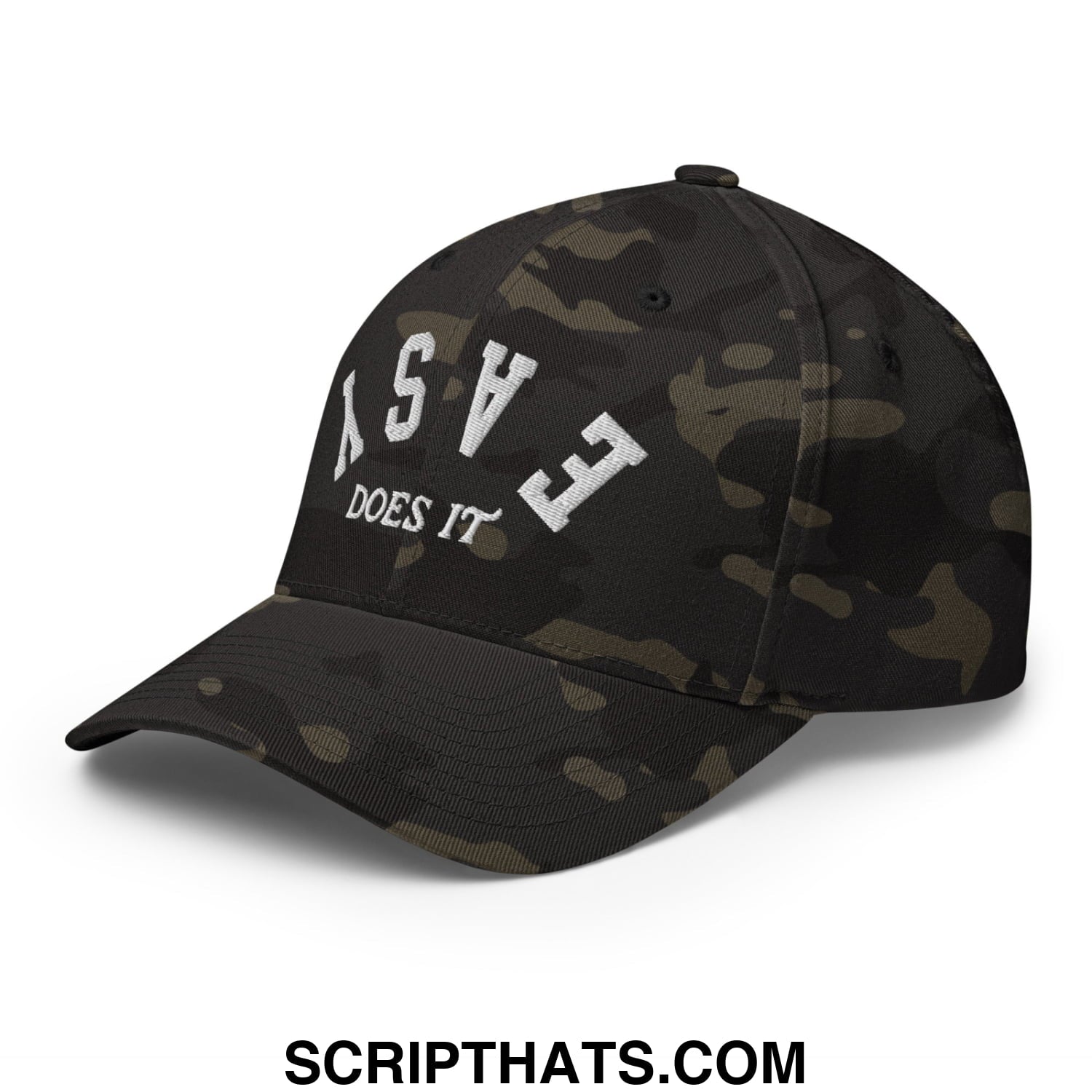 Easy Does It Embroidered Stretch Fit Golf Hat Multicam Black