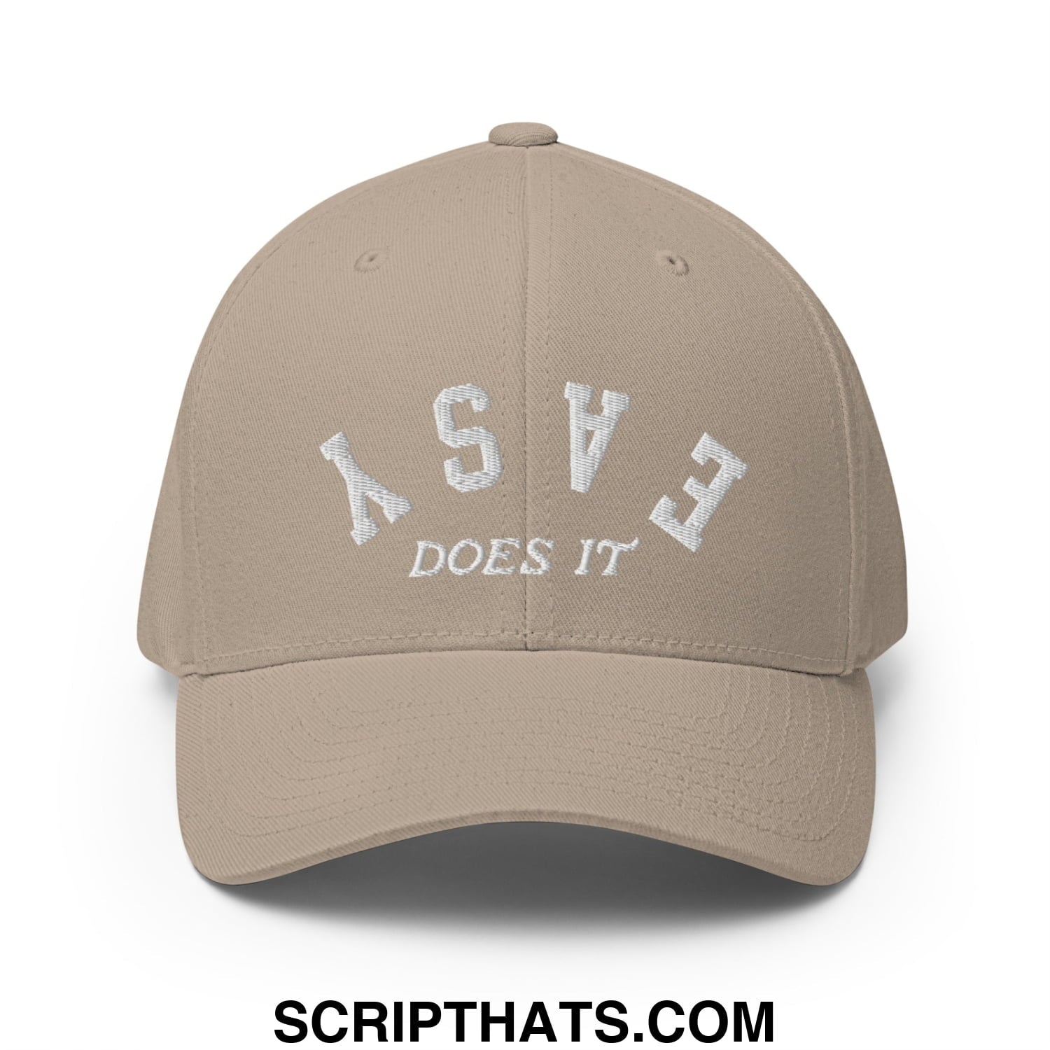 Easy Does It Embroidered Stretch Fit Golf Hat Khaki