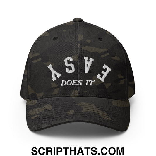 Easy Does It Embroidered Stretch Fit Golf Hat Multicam Black