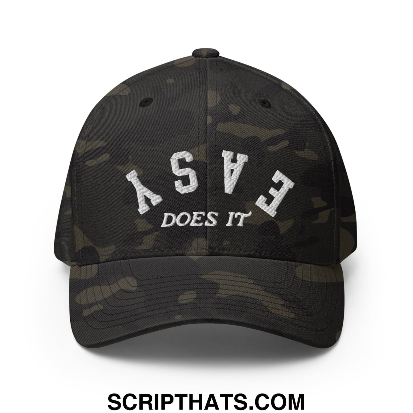 Easy Does It Embroidered Stretch Fit Golf Hat Multicam Black
