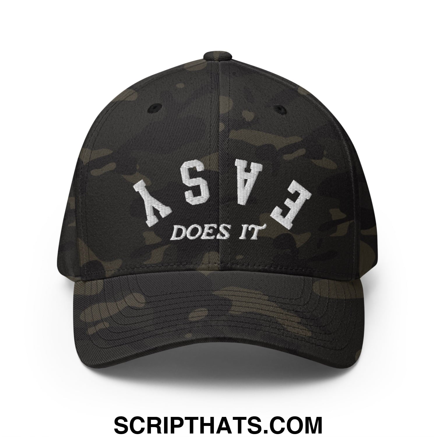 Easy Does It Embroidered Stretch Fit Golf Hat Multicam Black