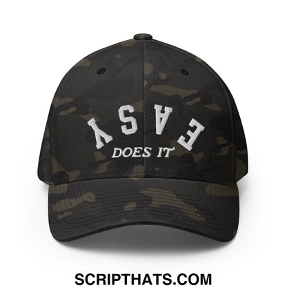 Easy Does It Embroidered Stretch Fit Golf Hat Multicam Black