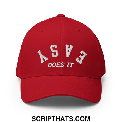 Easy Does It Embroidered Stretch Fit Golf Hat Red
