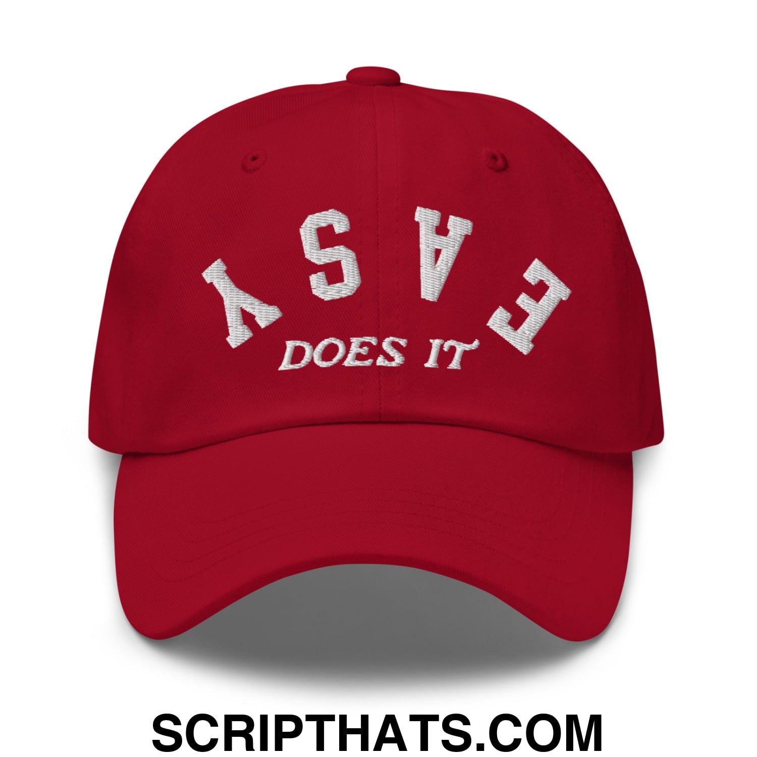 Easy Does It Embroidered Unstructured Golf Dad Hat Cranberry