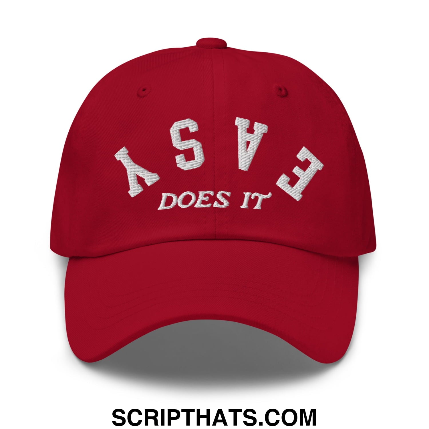 Easy Does It Embroidered Unstructured Golf Dad Hat Cranberry