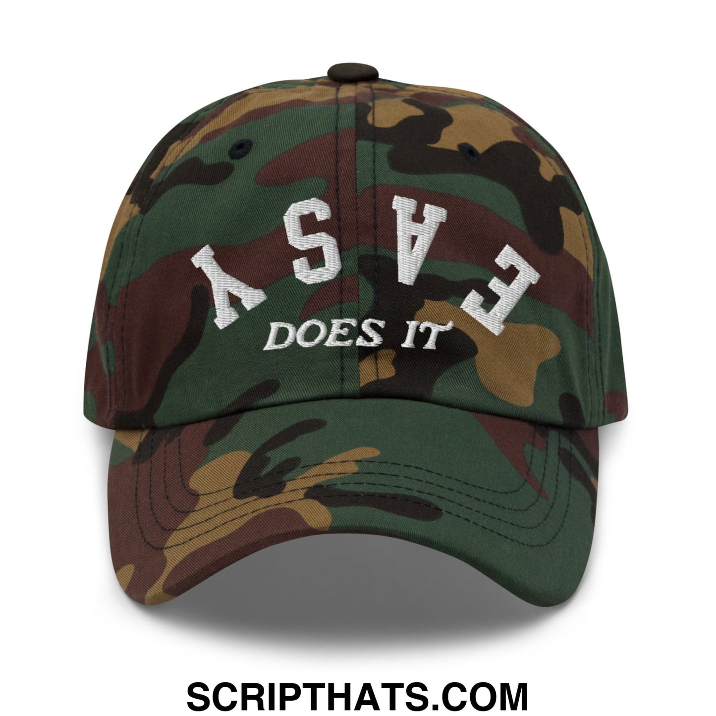 Easy Does It Embroidered Unstructured Golf Dad Hat Green Camo