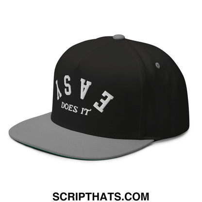 Easy Does It Flat Brim Bill 5 Panel Golf Snapback Hat Black Grey
