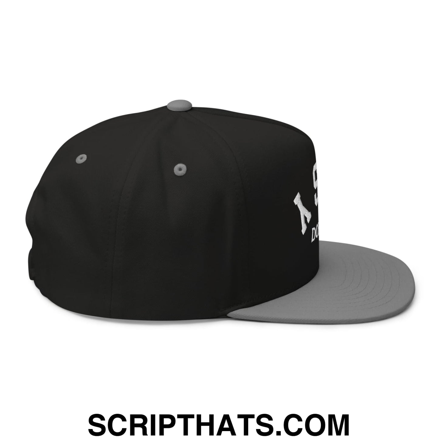 Easy Does It Flat Brim Bill 5 Panel Golf Snapback Hat Black Grey