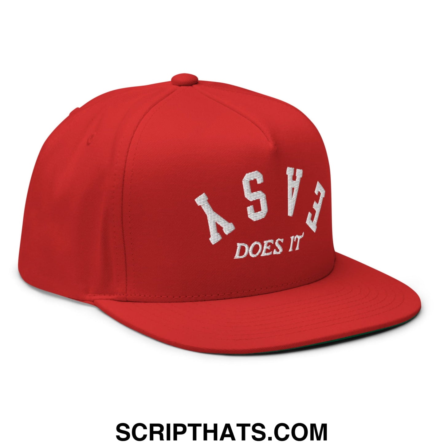 Easy Does It Flat Brim Bill 5 Panel Golf Snapback Hat Red