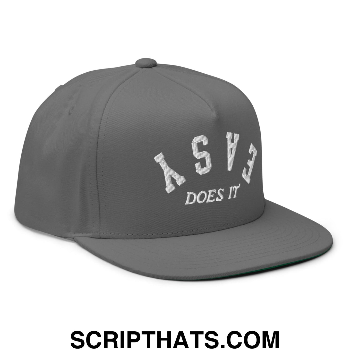 Easy Does It Flat Brim Bill 5 Panel Golf Snapback Hat Grey
