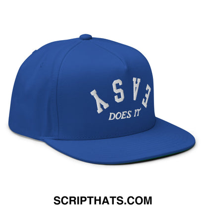Easy Does It Flat Brim Bill 5 Panel Golf Snapback Hat Royal Blue