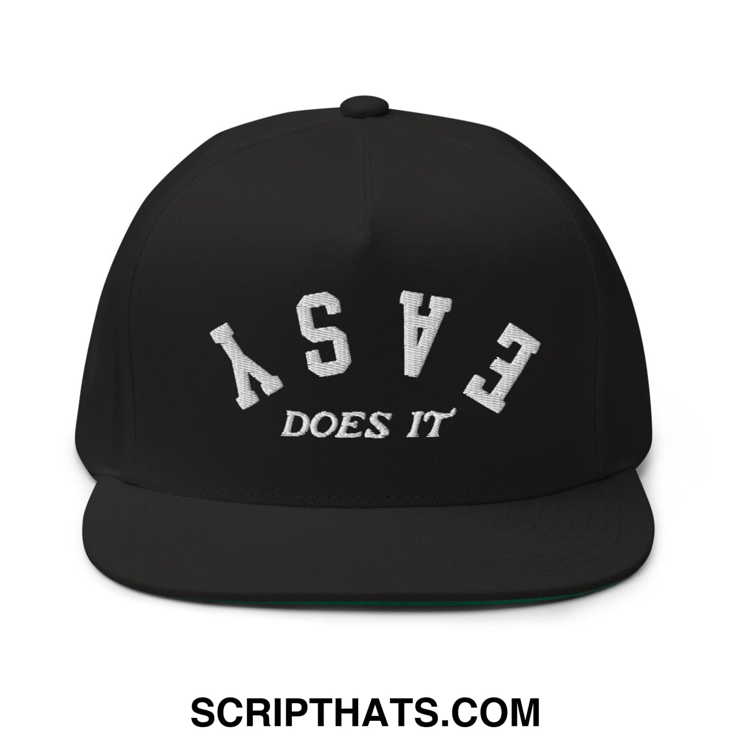 Easy Does It Flat Brim Bill 5 Panel Golf Snapback Hat Black