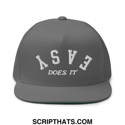 Easy Does It Flat Brim Bill 5 Panel Golf Snapback Hat Grey