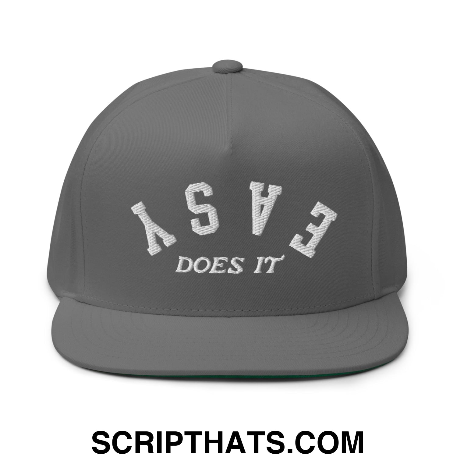 Easy Does It Flat Brim Bill 5 Panel Golf Snapback Hat Grey