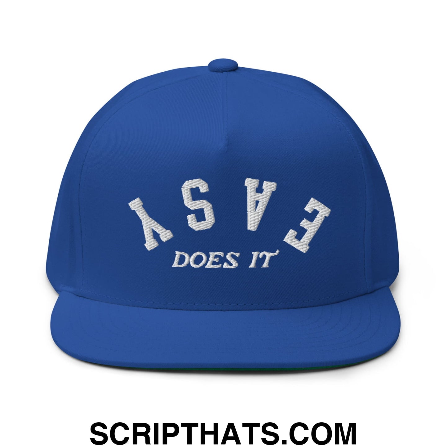 Easy Does It Flat Brim Bill 5 Panel Golf Snapback Hat Royal Blue