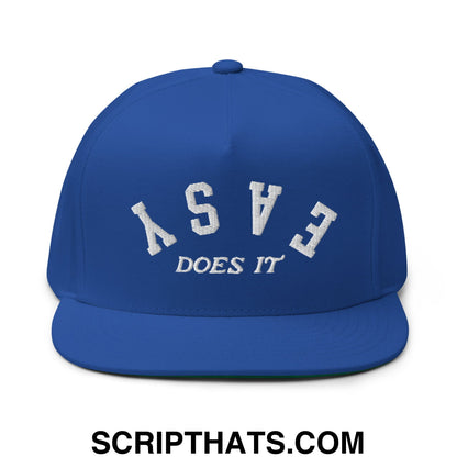 Easy Does It Flat Brim Bill 5 Panel Golf Snapback Hat Royal Blue