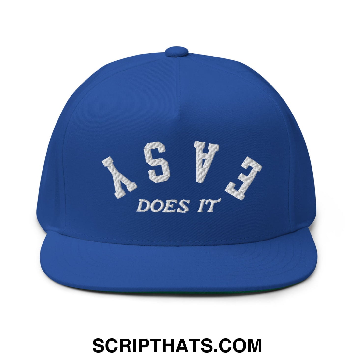 Easy Does It Flat Brim Bill 5 Panel Golf Snapback Hat Royal Blue