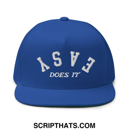 Easy Does It Flat Brim Bill 5 Panel Golf Snapback Hat Royal Blue