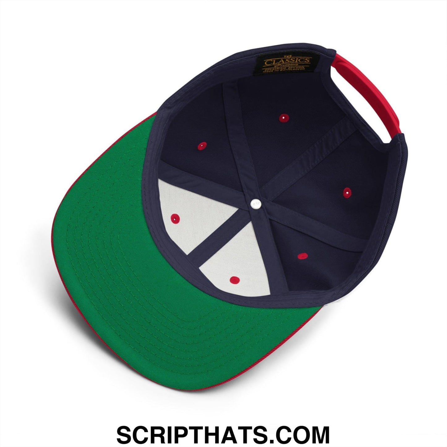 EBITDA Varsity Letterman Block Snapback Hat Navy Red