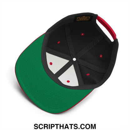 EBITDA Varsity Letterman Block Snapback Hat Black Red