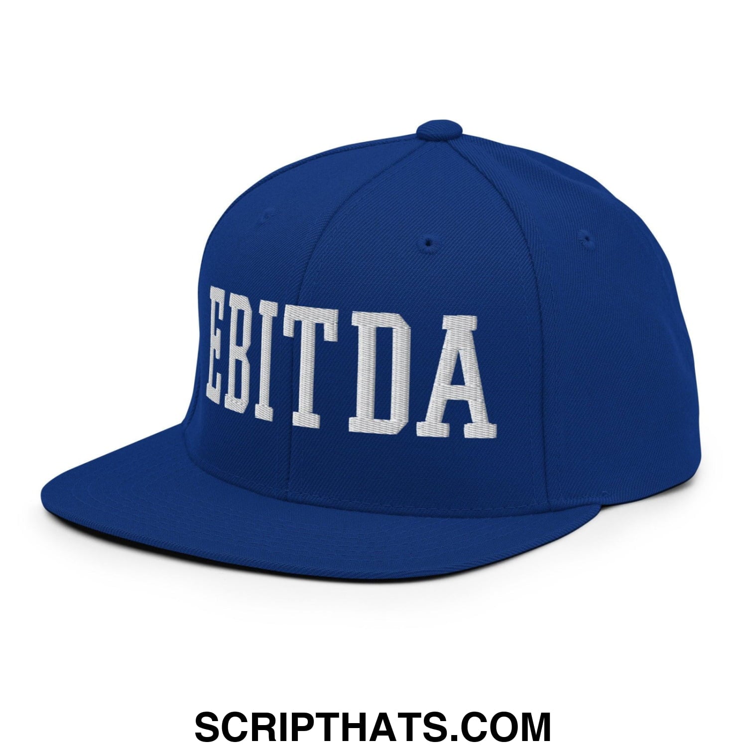 EBITDA Varsity Letterman Block Snapback Hat Royal Blue
