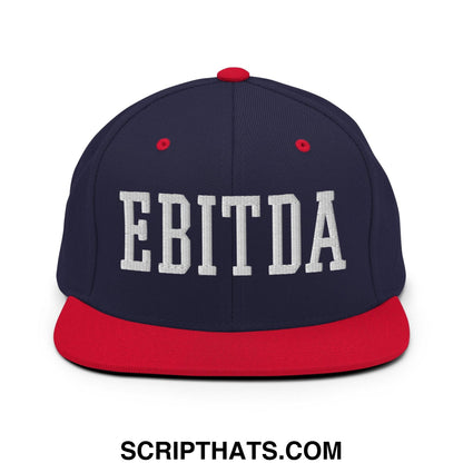 EBITDA Varsity Letterman Block Snapback Hat Navy Red