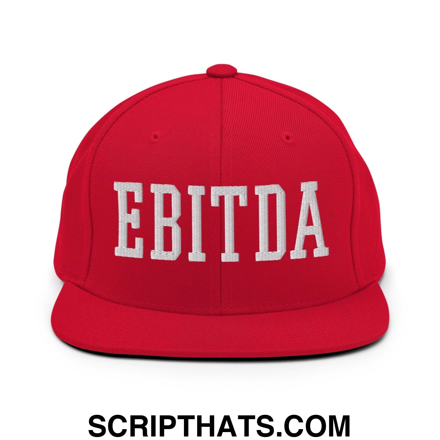 EBITDA Varsity Letterman Block Snapback Hat Red
