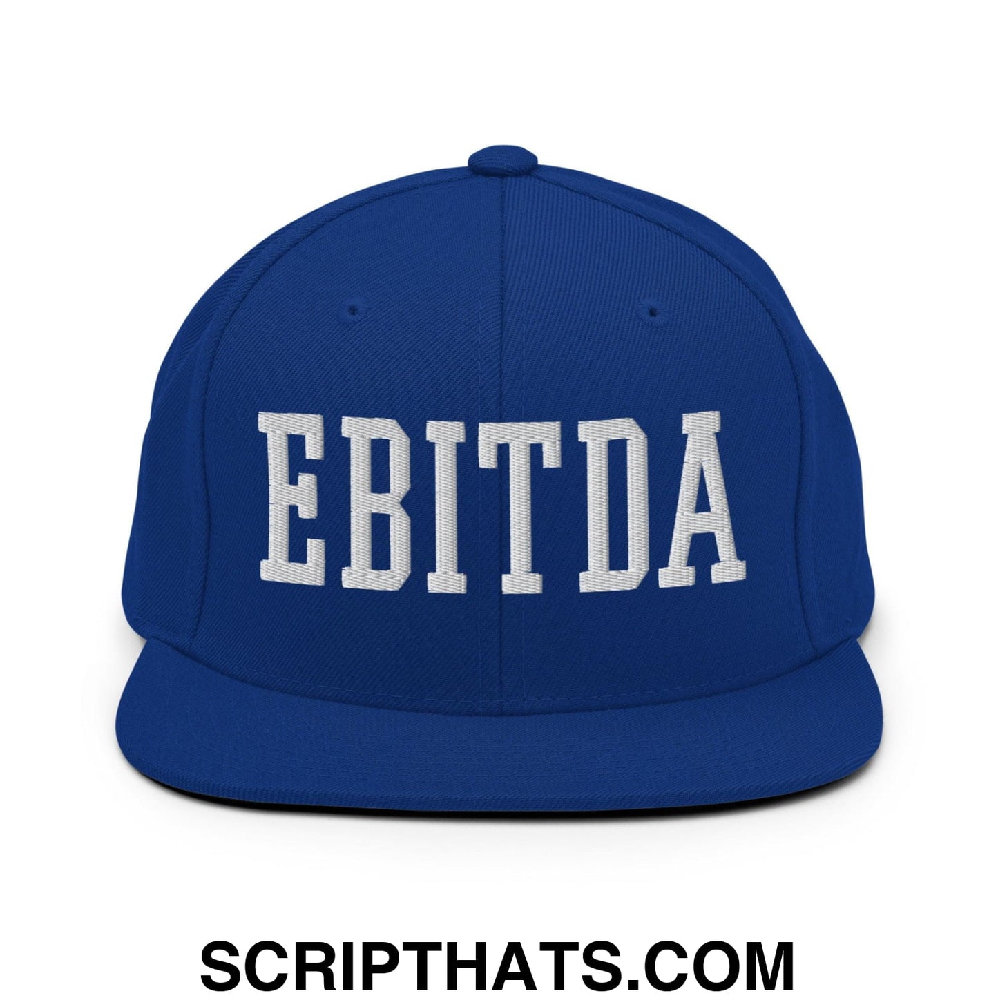 EBITDA Varsity Letterman Block Snapback Hat Royal Blue