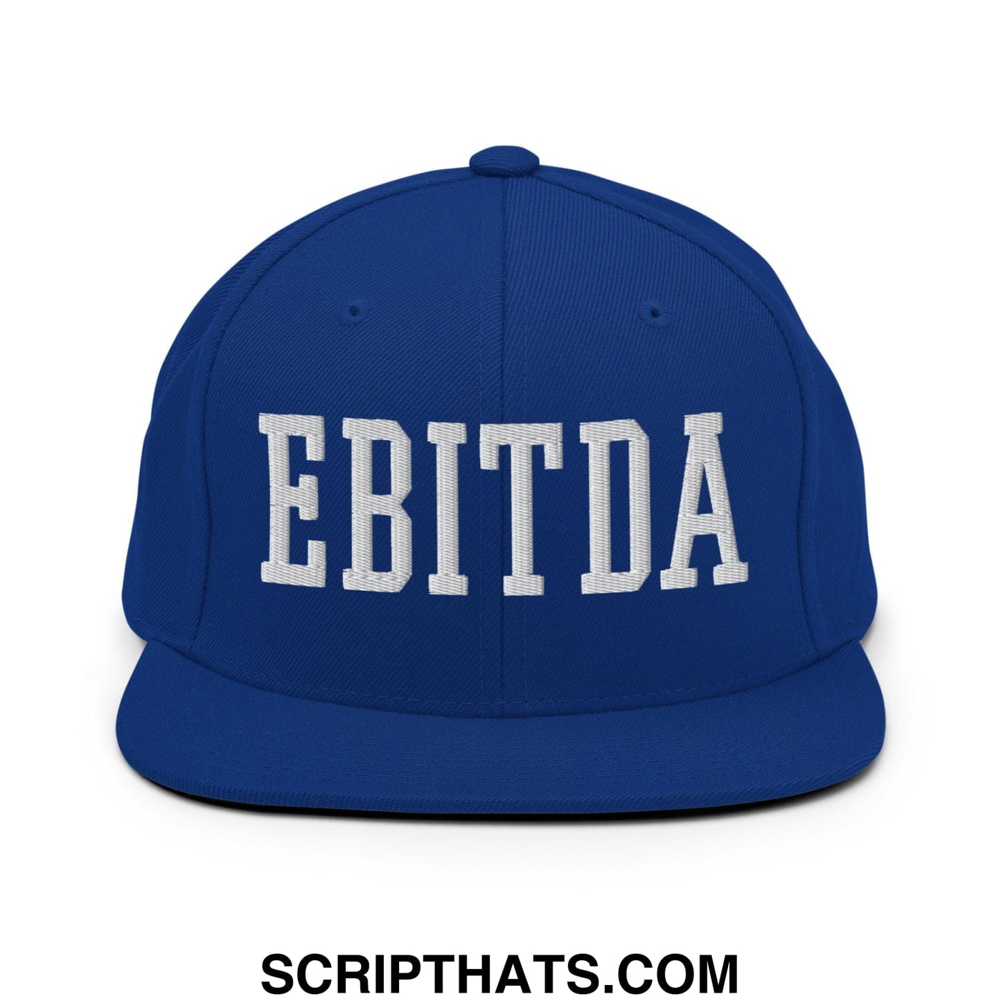 EBITDA Varsity Letterman Block Snapback Hat Royal Blue