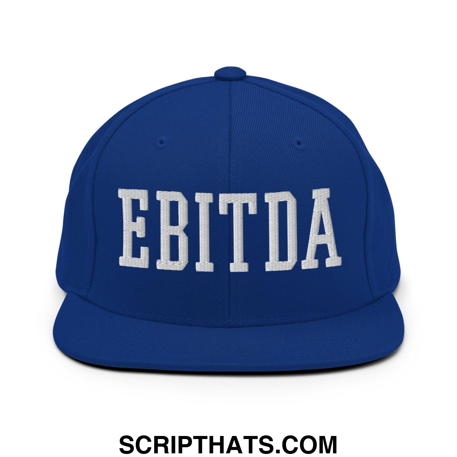 EBITDA Varsity Letterman Block Snapback Hat Royal Blue